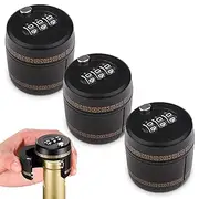 (3 Pack) Combination Lock for Wine & Liquor - Whiskey Top Stopper With Password Code Digital Lock (Diameter 26-28mm) (Plastic x 3)