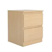 La Bella Oak Bedside Table Side Storage Cabinet Nightstand Bedroom 2 Drawer JOSS