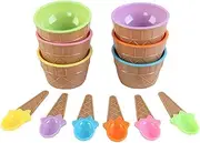 Ice Cream Bowls and Spoons,Candy Color Ice Cream Spoons - Dessert Bowls, Bowl Spoon Set, Yogurt Cups with Spoons for for Festive