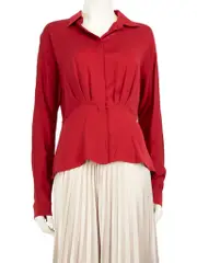 Red Silk Long Sleeve Shirt