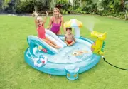 Intex Inflatable Gator Kids Play Pool Slide Swimming Spray with Center Baby