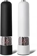ONEIN Electric Salt and Pepper Grinder Set, ABS Pepper Mill Set with Adjustable Ceramic Core, Refillable Spice Container for Home Kitchen, One Touch Operation
