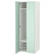 SMÅSTAD / PLATSA wardrobe, white/light green, 60x57x181 cm