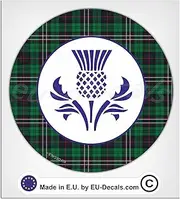 100mm-4'' Scottish tartan pattern & blue thistle Laminated Decal Sticker by MioVespa Collection