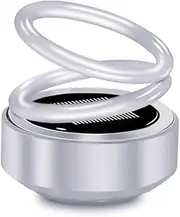 Car Air Freshener, Solar Powered Rotating Car Diffuser,Solar Rotating Creative Car Aromatherapy Diffuser,Long Lasting Fragrance Car Fresheners Double Rings DIY Car Scent for Men (Silver)