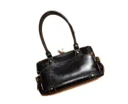 Women Leather Cowhide Vintage Designer Handbag Shoulder Bag (BLACK)