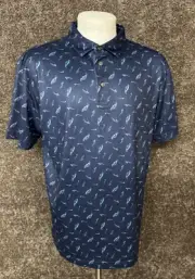 Ben Hogan Performance Polo Men S Golf Navy Blue Clubs Bags Stretch Print