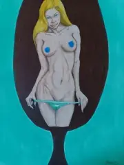 Female figure drawing nude Ink pencil chalk artist Jerome Cadd chalice girl