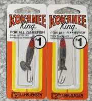 2 Packs Luhr Jensen Kokanee King #1 Ice Fishing Lure Nickel Red Head