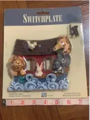 Vintage Double Light Switch Cover 1996 for Kids room, Handpainted Cute Animals