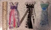 Lot of 3 Handmade Dresses For Junk Journals Scrapbooks Shadow Boxes Or Ornaments