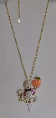 KIRKS FOLLY HALLOWEEN GHOST AND PUMPKIN NECKLACE/PIN IN GOLD TONE