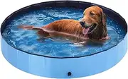 Dog Pool - Dog Pools for Large Dogs, Foldable Pool for Dogs Cats and Kids (63inch.D x 12inch.H, Blue), Pet Pool Hard Plastic
