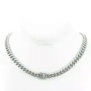 ANTI-TARNISH Cuban Miami Link 18" High Polish Stainless Steel 8mm CHOKER Chain