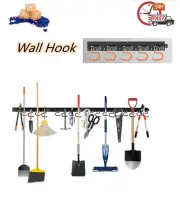 64" Wall Hook Hanger Garden Tool Storage Rack Mop Broom Secure Metal Hook