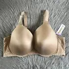 Joyspun Plunge Bra Womens Size 46DD Beige Padded Push Up Underwire Back Closure