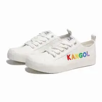 在飛比找momo購物網優惠-【KANGOL】休閒鞋 白底 彩虹字 刺繡 帆布鞋 女(62