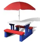 Picnic Table Colourful Children's Garden Table Bench Chair Umbrella Child Seat S