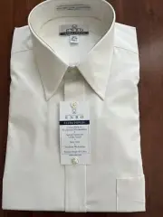 MEN ENRO TALLMAN POPLIN DRESS SHIRT ECRU....16 1/2 ..35-36
