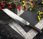 Kiritsuke Knife Hammered Forged Stainless Steel Wood Handle Chef Slicing Beef L