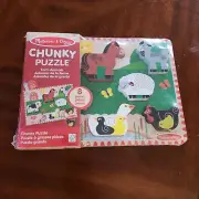 Melissa and Doug Fresh Start FARM ANIMALS Chunky Thick Wood Puzzle 12" x 9" 8 Pc