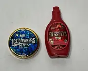 2 Zuru Mini Brands Metallic Ice Breakers Mint & Strawberry Hershey’s Syrup