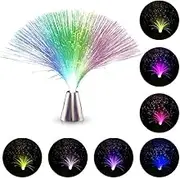 LED Fiber Optic Night Light Lamp Beautiful Color Changing Romantic Home Decor Bedroom (Silver)