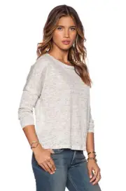 SZ L Rag & Bone Fog Greg Deal Boatneck Dropped Shoulder Long Sleeve Tee NWT