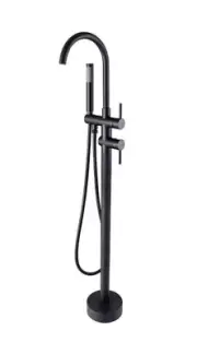 IHOMEadore 2-Handle Floor-Mount Roman Tub Faucet with Hand Shower in Matte Black