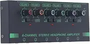 6 Channel Headphone Amplifier, Stereo Sound Splitter 6 3.5MM & 6 6.35MM Headphone Jacks, Type C Powered, 20dB Gain, for Music Creation, Live Performances