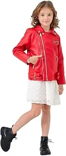 [ELUCKFACE] Girls Boys Biker Jacket Faux Leather Rivets Leather Motor Jacket Coat For Kids 3-16Years