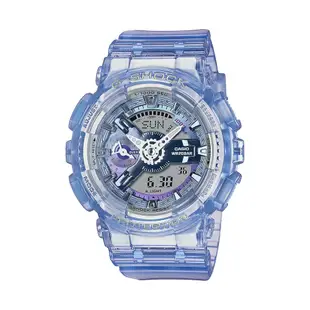 CASIO卡西歐 G-SHOCK 晶透幻彩 亮眼獨特 冰晶藍紫 半透明 人氣雙顯 GMA-S110VW-6A_45.9mm