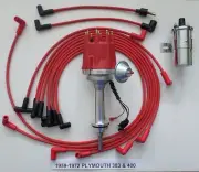 small cap PLYMOUTH 1959-72 383 400 RED HEI Distributor + Chrome Coil +Plug Wires