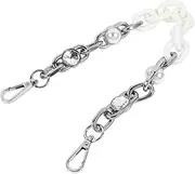 [KALLORY] 1 PC Pearl Chain Wallet Chain Handbag Tote Pearl Bag Lanyards Bag Extension Strap Gold Collapsible Tech Bag Extender Chain Purse Chain Case Chums Glasses Strap Kit Plastic White