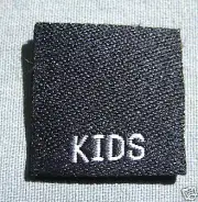 LOT OF 250 NAVY WOVEN CLOTHING LABELS, SIZE TAGS - KIDS