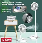Folding Telescopic Fan Oscillating Misting Fan Cooling Table Lamp Phone Charger