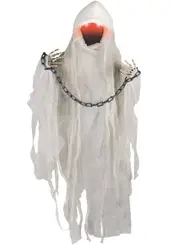 Haunting White Faceless Spectre with Chains and Lights Halloween Decoration