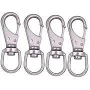 Stainless Steel Swivel Eye Snap Hook, 4 Pack (3.5 Inch) Heavy Duty Scuba