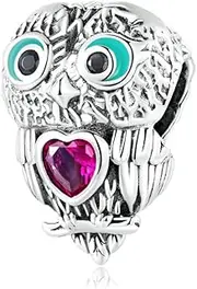 [LES FOLIES DI PAOLA GRIECO] Lucky Owl Charm Heart Red Graduation Diploma in 925 Silver - Les Folies Fits Pandora Sterling Silver Cubic Zirconia, Sterling Silver, Cubic Zirconia