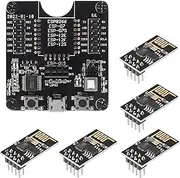 ESP8266 Code Burner Firmware Downloader Flash Download Tool Test Board + 5Pcs ESP01 ESP-01S Serial WiFi Wireless Transceiver Module Compatible with Arduino, Wireless Serial Transceiver Communication