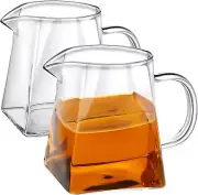 2 Pcs Glass Pitcher Elegant Shaped Glass Creamer Pitcher Glass Tea Pitcher Coffe