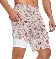 [ZZXXB] Paris Poodle Athletic Shorts for Men with Pockets 2 in 1 Quick Dry Running Shorts S-3XL