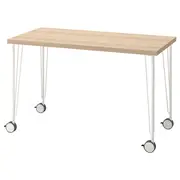 LAGKAPTEN / KRILLE desk, white stained oak effect/white, 120x60 cm