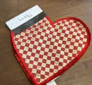 Nicole Miller Set Of 4 Placemats Red Gold Hearts Checkered New