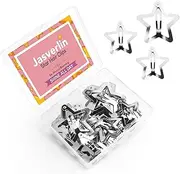 JASVERLIN 50 Pcs Metal Star Hair Clips Silver, Rave Y2K Accessories for Women Girls Teens, Small Cute Fashion Kawaii Snap Hair Pin Barrettes for Festival Concert 1.22" and 1.61"