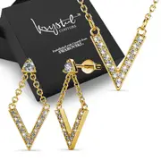 Boxed Luxury V Shaped Gold Set Embellished with SWAROVSKI® Crystals