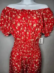 Anthropologie Kindred XL Red Floral Boho Maxi Dress Split Front