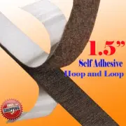 1.5" x 5 Yards 15 FT Black Self Adhesive Fabric Hook and Loop 40mm Stick On Tape