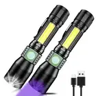 UV Flashlight Black Light, 2-Pack USB Rechargeable Blacklight Flashlight with...