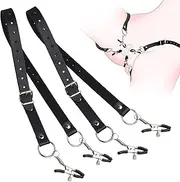 Generic Nipple Clamps with Chain Stainless Steel Breast Clamps Body Breast Clip Body Ring Non-Piercing Nipple Jewelry Sliver (Labia Clamps)